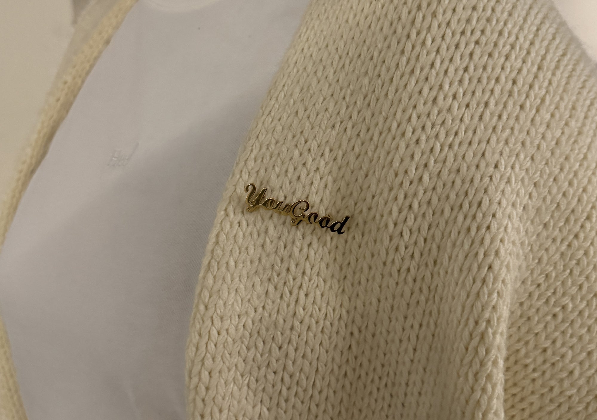 Gold script style Mental Health Streetwear Clothing Brand pin to be used on clothing and headwear. Mental Health and self care reminder to ask everyone “You good?"